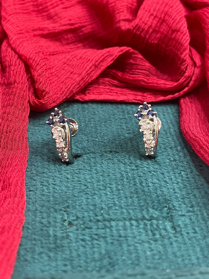 92.5 Silver Blue J Studs Pair