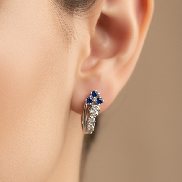 92.5 Silver Blue J Studs Pair