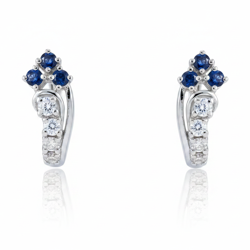 92.5 Silver Blue J Studs Pair