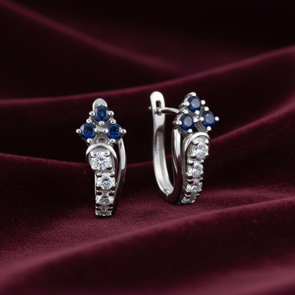 92.5 Silver Blue J Studs Pair