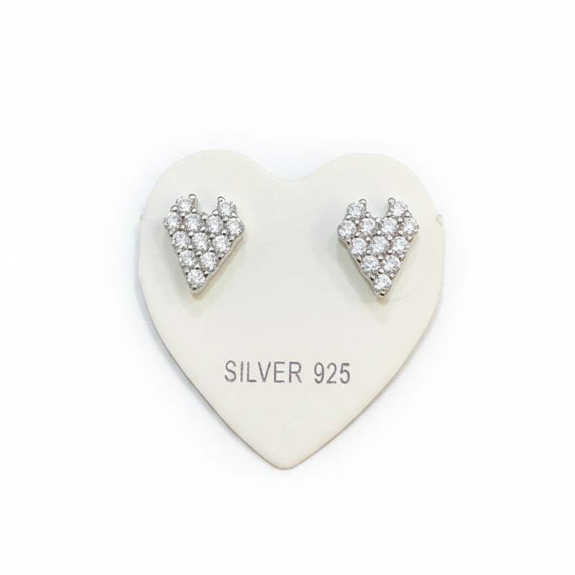 92.5 Silver Mini Heart Studs | Stylish Cute Design | Elegant Jewellery