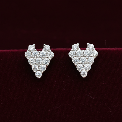 92.5 Silver Mini Heart Studs | Stylish Cute Design | Elegant Jewellery