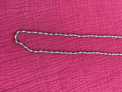 925 Silver Gold Plated Double Beaded Black Diamond Chain
