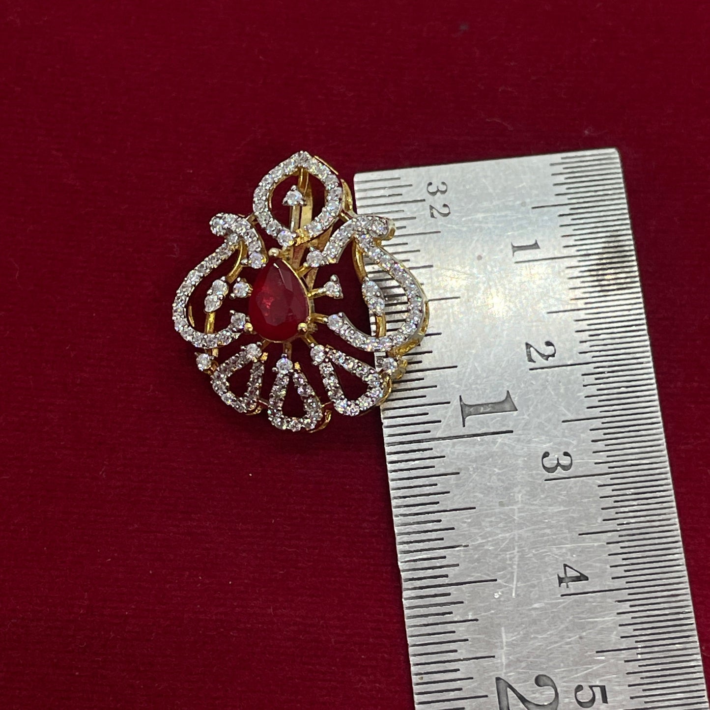 925 Silver Gold-Plated Ruby Red Pendant