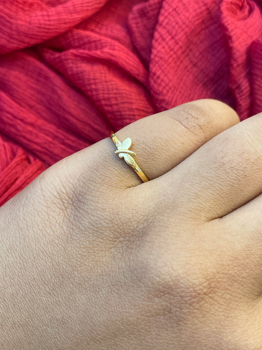 92.5 Silver Gold Plated Butterfly Ring for Women Size 11 | Elegant Minimal Jewellery