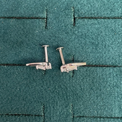 92.5 Silver Clear Stone Kite Studs Pair