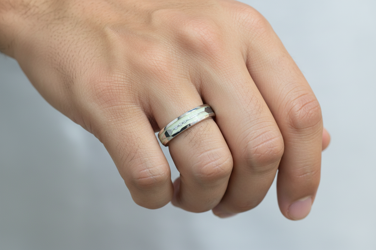 92.5 Silver Radium Men’s Ring | Stylish Glow Finish | Elegant Jewellery