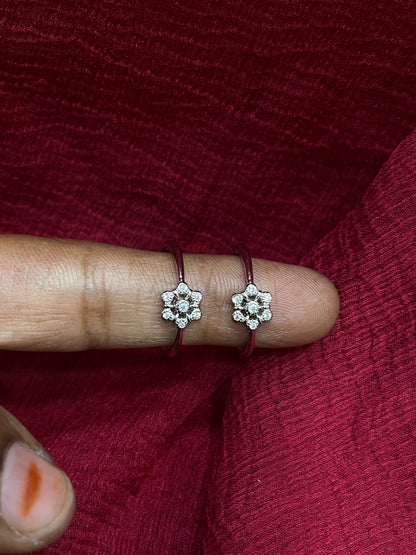925 Silver Flower Toerings
