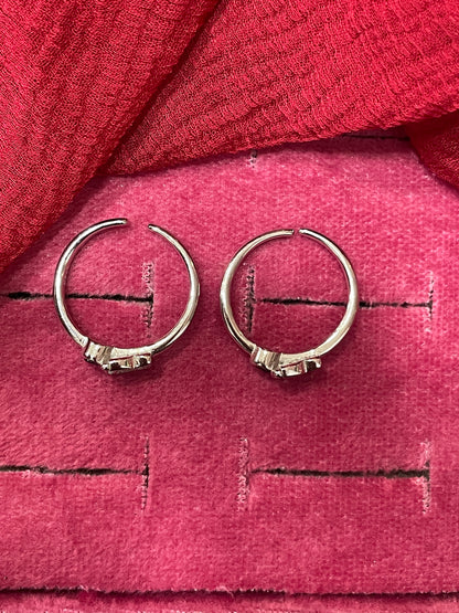 92.5 Silver Butterfly & Black Stone Toe Rings | Stylish Dual Design | Jewellery