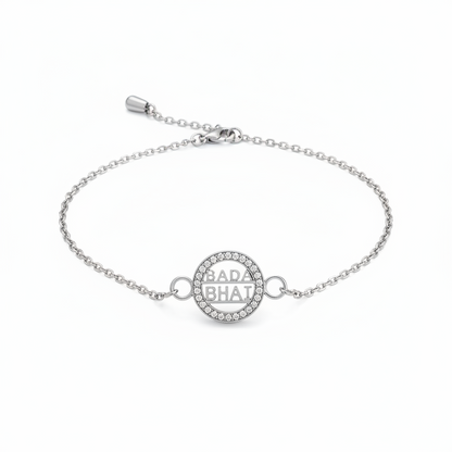 925 Sterling Silver Bada Bhai Rakhi | Stone-Studded Chain Rakhi for Raksha Bandhan