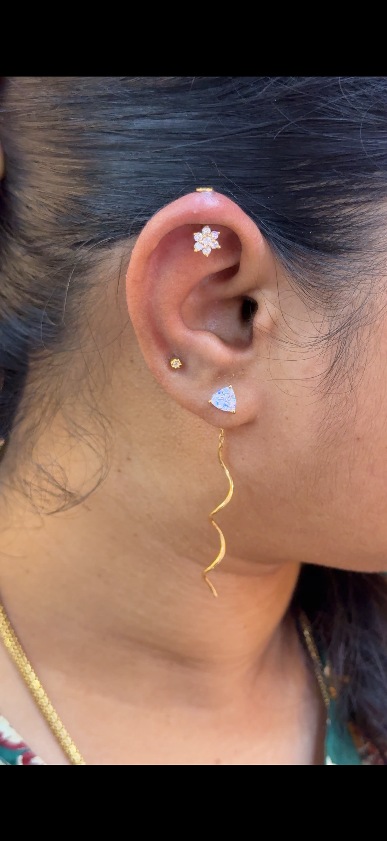 925 Silver Gold Plated Heart Shape Stone Spiral Swirl Stud Earrings for Women