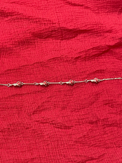 92.5 Silver Red Rose Bracelet 8.5 Inches | Elegant Floral Design | Jewellery
