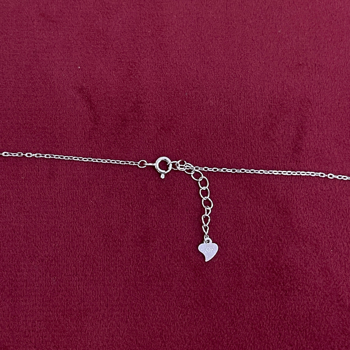 92.5 Silver White CZ Heart Pendant Chain for Women
