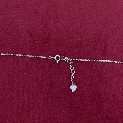 92.5 Silver White CZ Heart Pendant Chain for Women