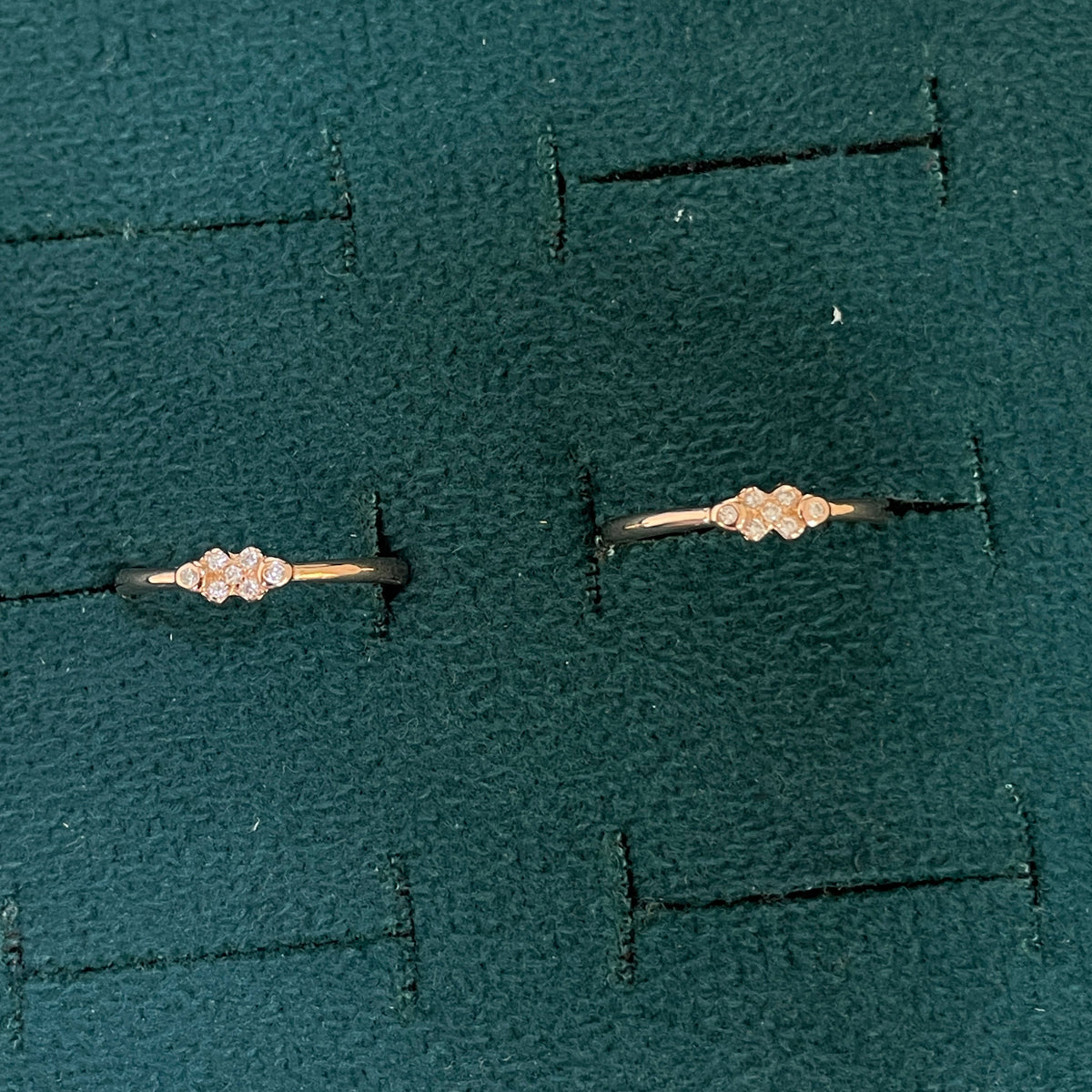 92.5 Silver Rose Gold Plated White CZ Geometric Toe Rings