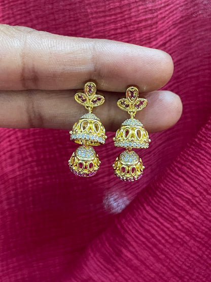 925 Silver Gold Plated Double Jhumki