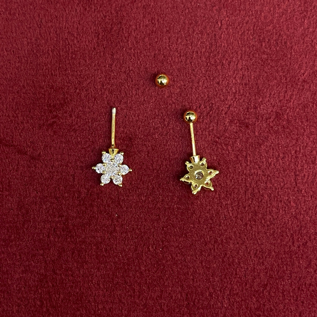 92.5 Silver Gold Plated White CZ Flower Bugadi for Women