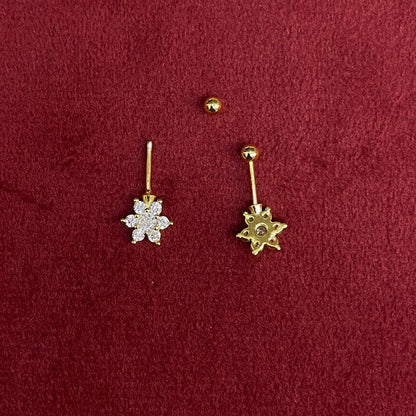 92.5 Silver Gold Plated White CZ Flower Bugadi for Women