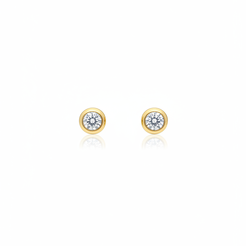 925 Silver Gold Plated Single Stone Studs