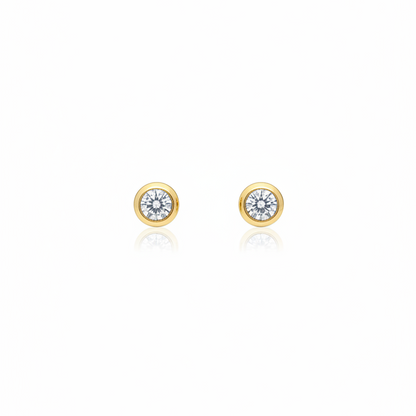 925 Silver Gold Plated Single Stone Studs