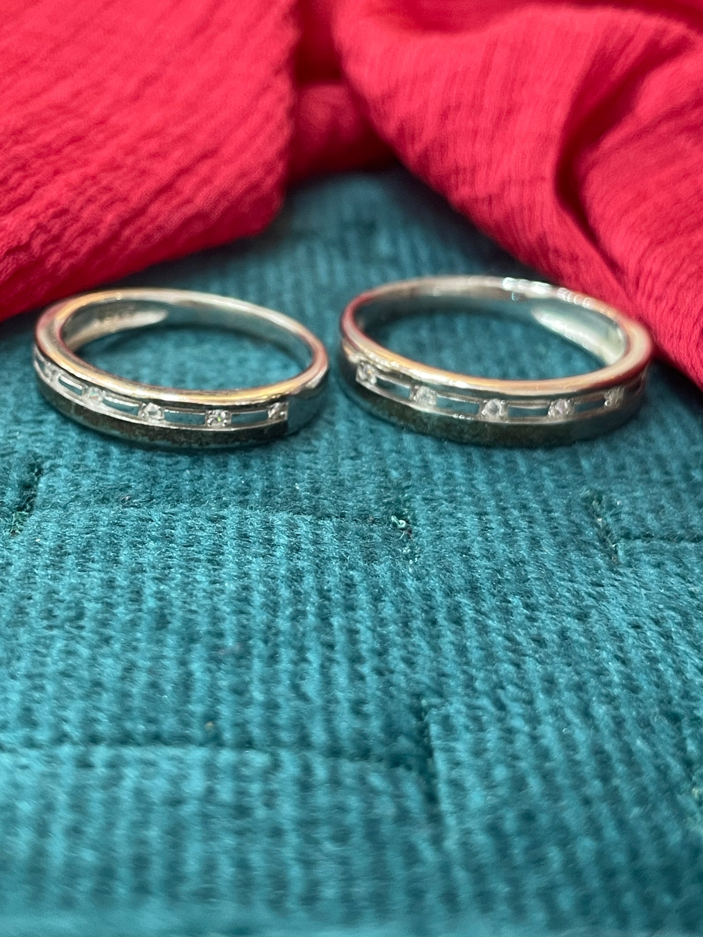 92.5 Silver White Stone Couple Rings for Men Size 21 & Women Size 13 | Stylish Sparkle Design | Elegant Love Jewellery