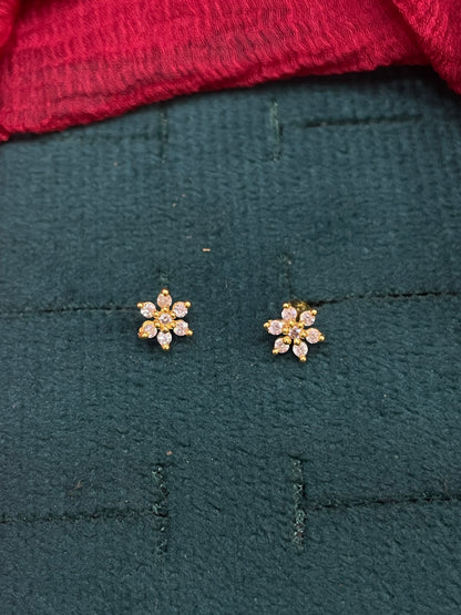 925 Silver Gold Plated 6 Petal Studs for Women | Floral Design