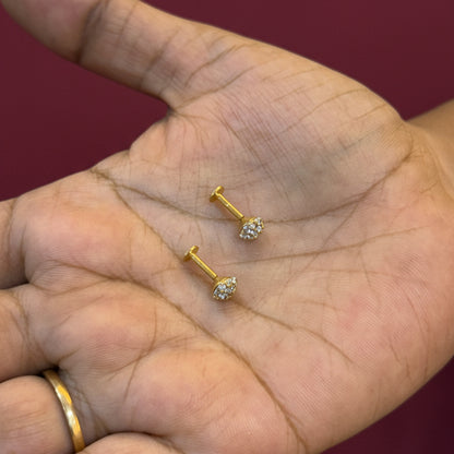 92.5 Silver Gold Plated 2-in-1 Stud & Bugadi Pair| Dual Wear Versatile Design | Jewellery