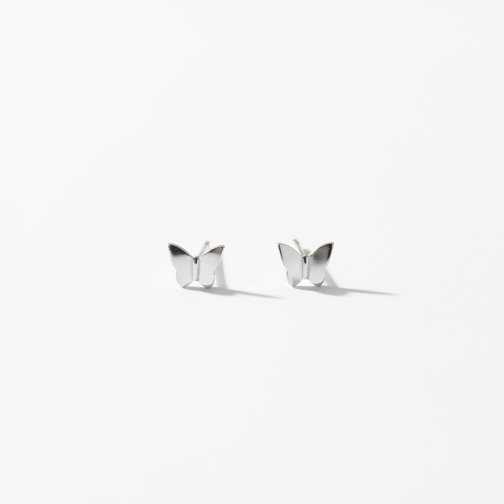 92.5 Sterling Silver Plain Polished Butterfly Stud