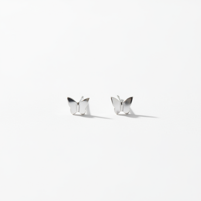92.5 Sterling Silver Plain Polished Butterfly Stud