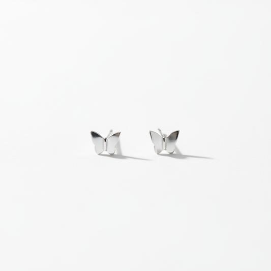 92.5 Sterling Silver Plain Polished Butterfly Stud