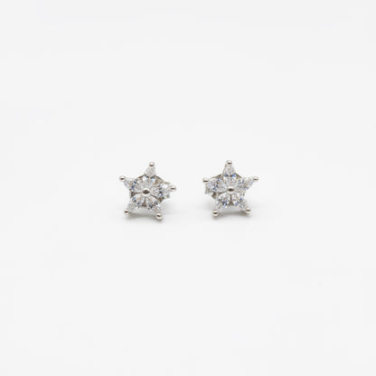 92.5 Sterling Silver Marquise CZ Flower Stud