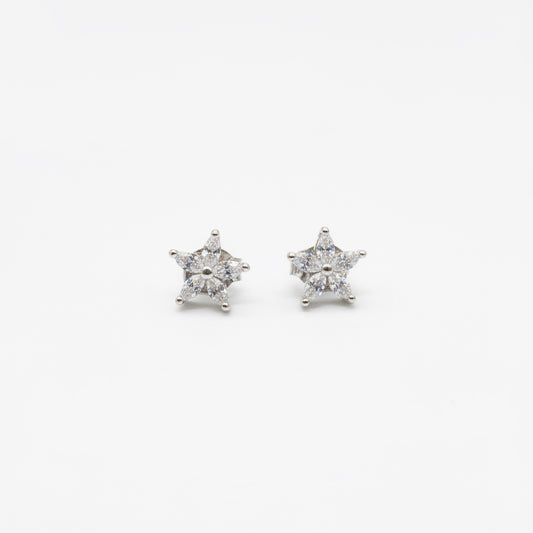 92.5 Sterling Silver Marquise CZ Flower Stud