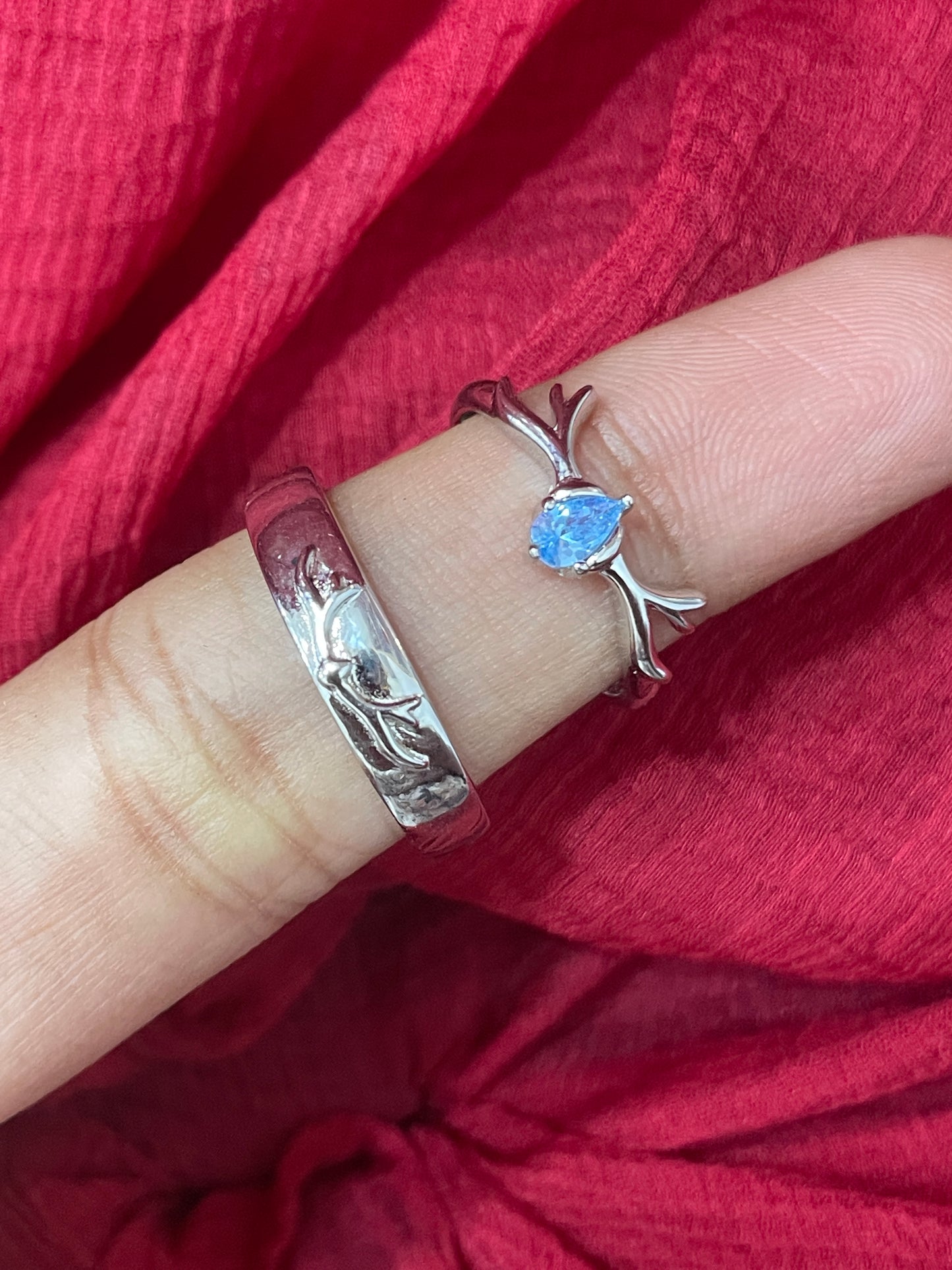 92.5 silver stylish deer couple rings size(men’s:19;women’s:12)
