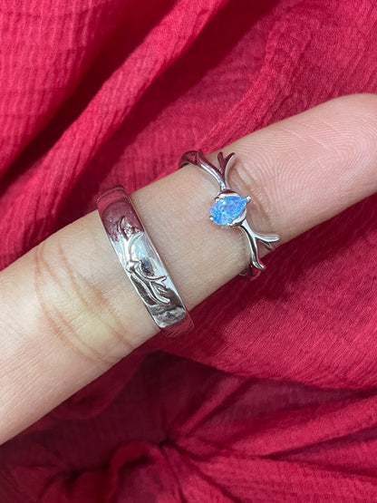 92.5 silver stylish deer couple rings size(men’s:19;women’s:12)