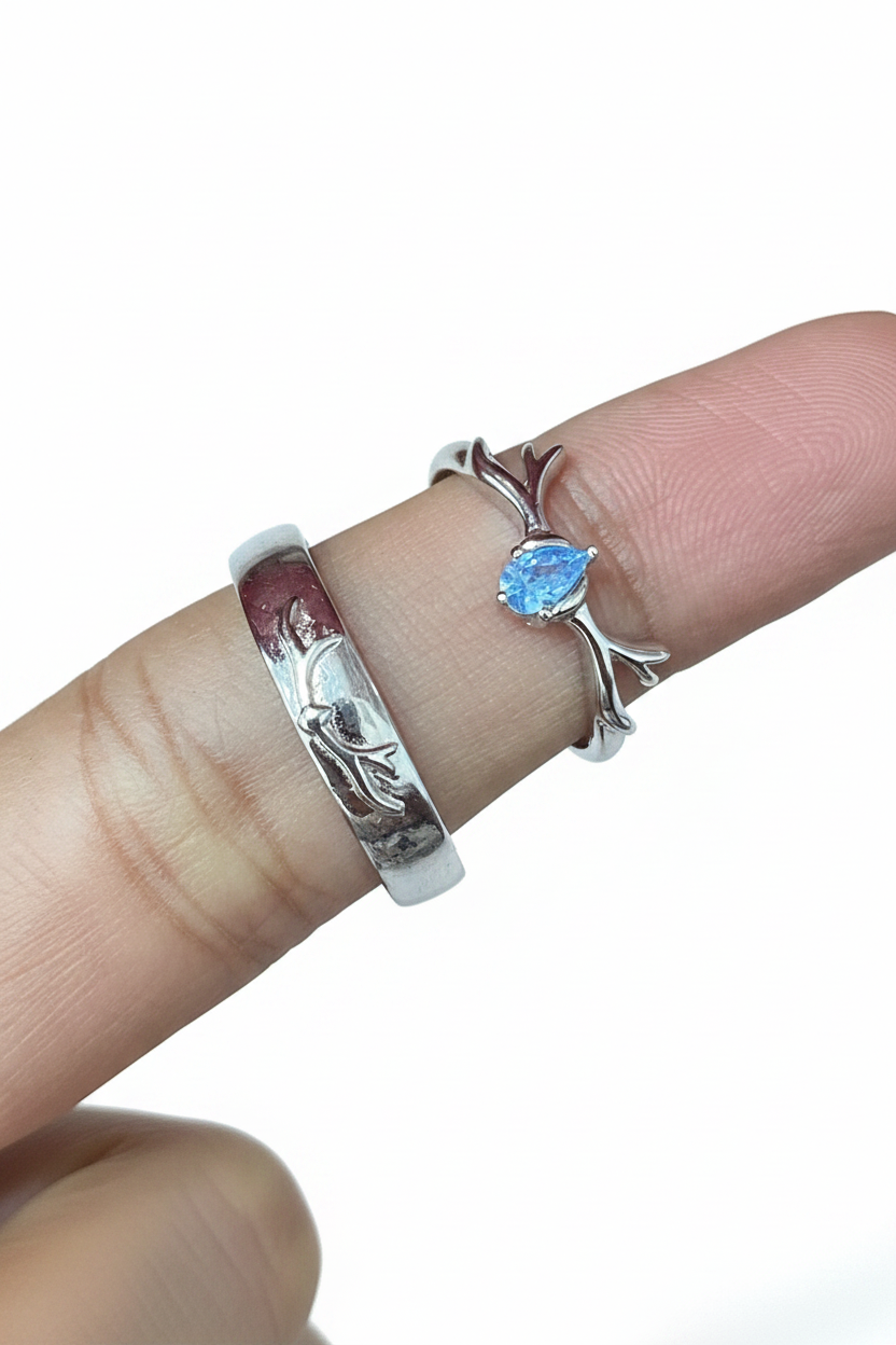 92.5 silver stylish deer couple rings size(men’s:19;women’s:12)