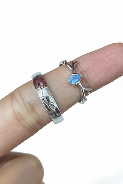 92.5 silver stylish deer couple rings size(men’s:19;women’s:12)