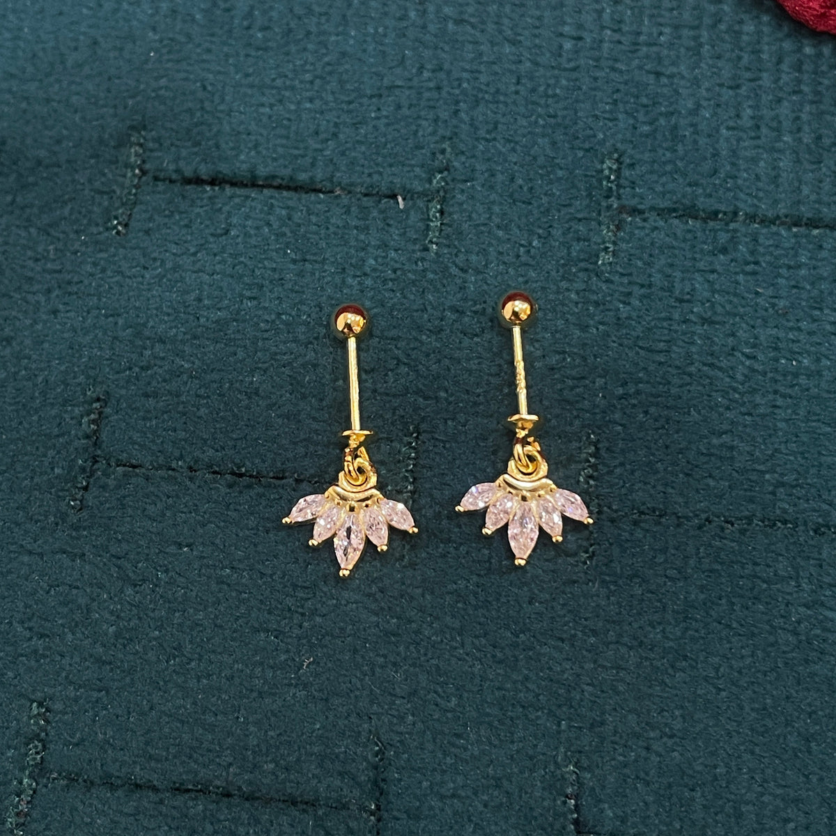 92.5 Silver Gold Plated Five Leaf Hanging Bugadi- Pair