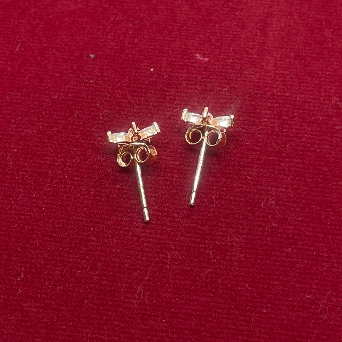 92.5 Sterling Silver Rose Gold Plated Marquise CZ Flower Studs