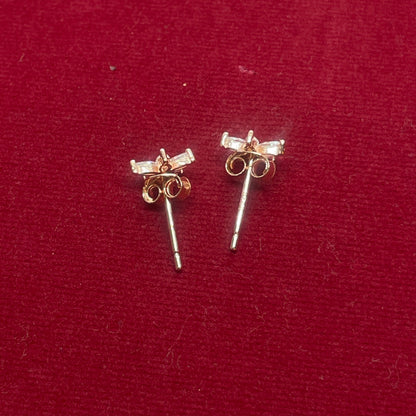 92.5 Sterling Silver Rose Gold Plated Marquise CZ Flower Studs