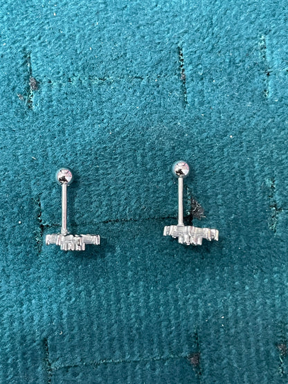 925 Silver Starburst Stud Earrings | CZ Sparkle Daily Wear Earrings with Ball Screw Back