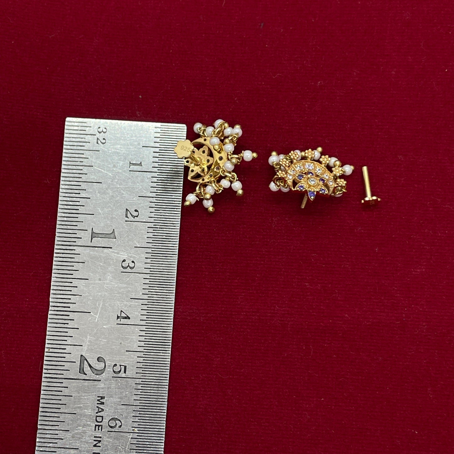 925 Silver Gold-Plated Chandbali Stud Earrings