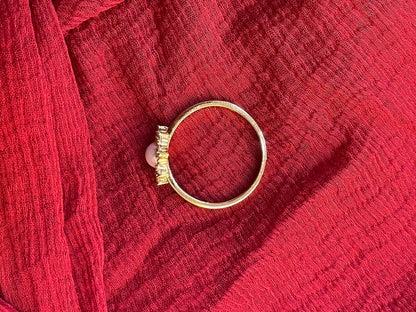 92.5 Silver Gold Plated Pearl Star Ring for Women | Elegant Minimal Jewellery