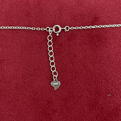 92.5 Silver White CZ Winged Heart Chain for Women