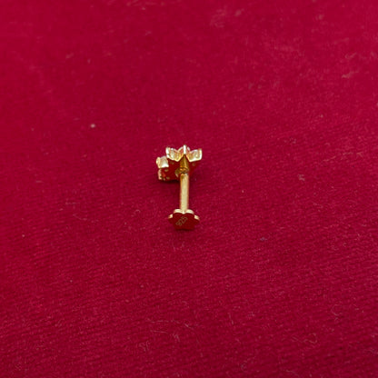 92.5 Sterling Silver Gold Plated Blue CZ Crown Nose Pin