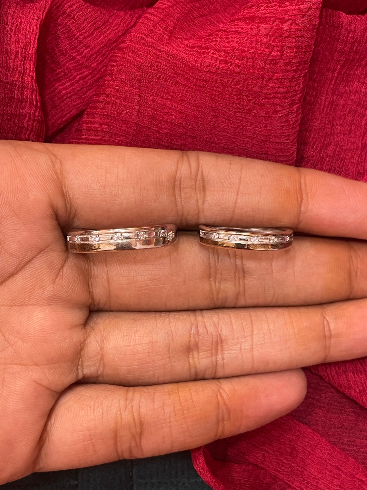 92.5 Silver White Stone Couple Rings for Men Size 21 & Women Size 13 | Stylish Sparkle Design | Elegant Love Jewellery