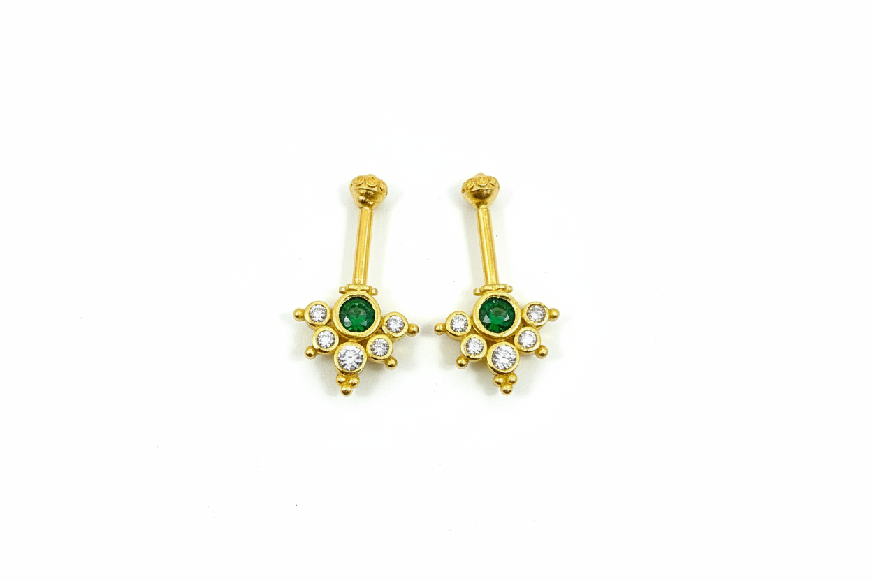 92.5 Silver Multicolor Reversible Temple Bugadi (Pair) | Dual Style Design | Jewellery
