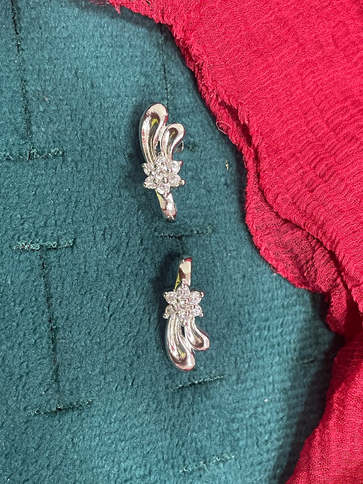 92.5 Silver CZ Flower J studs | Stylish Floral Cubic Zirconia Design | Elegant Jewellery