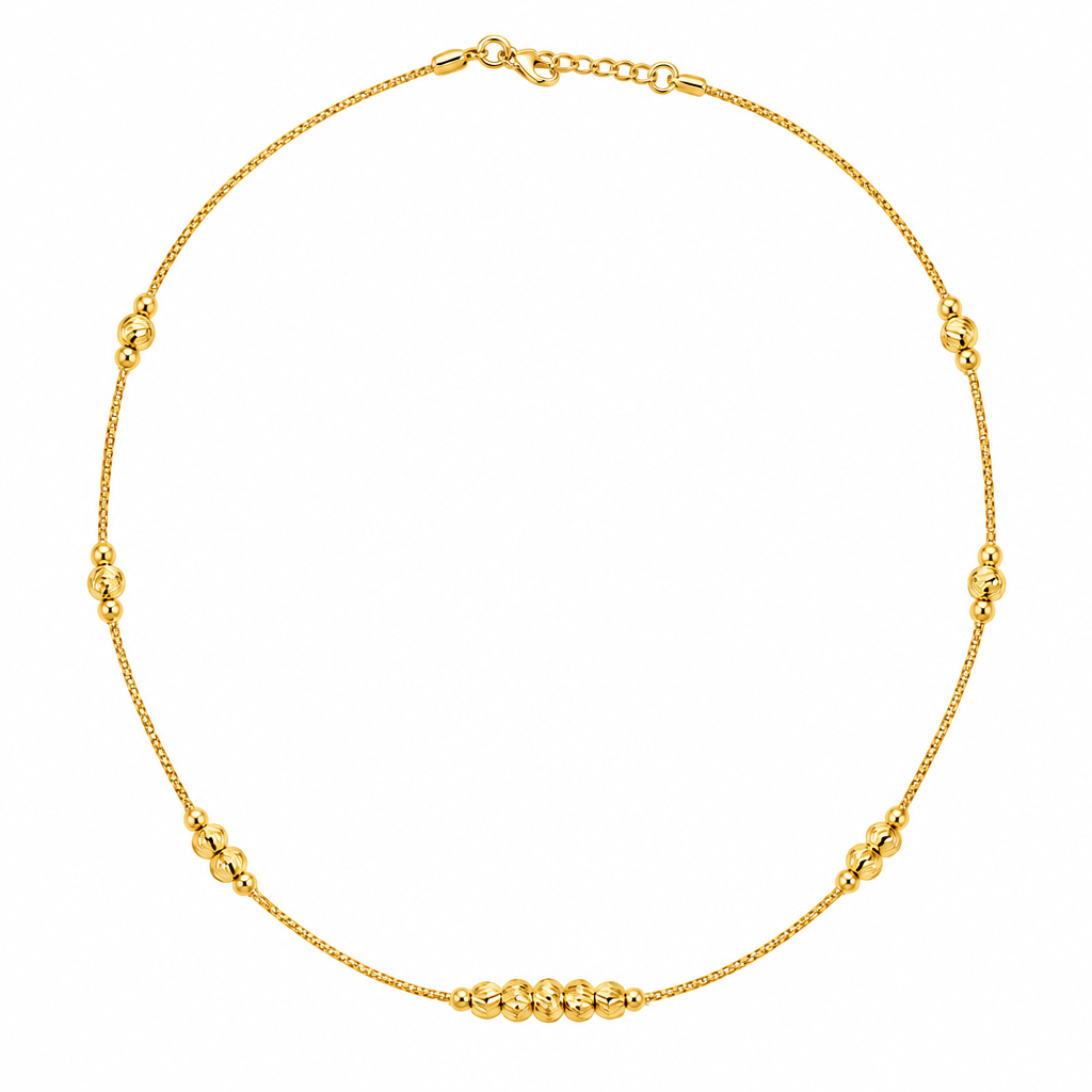 92.5 Silver Gold Plated Faceted Ball Station Chain Necklace for Women