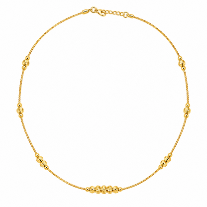 92.5 Silver Gold Plated Faceted Ball Station Chain Necklace for Women