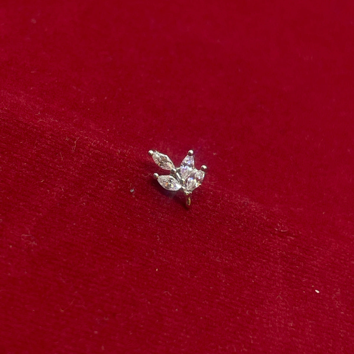 92.5 Sterling Silver Marquise CZ Leaf Cluster Studs